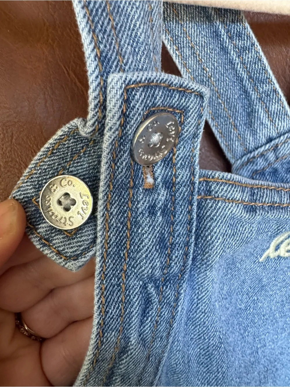 Levis Girls 4T Denim Overall Dress Blue Jean Jumper Pinafore Embroidered